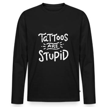 Tattoo Hater - Men's Premium Organic Long Sleeve Shirt - black - Front - Nico (187cm)