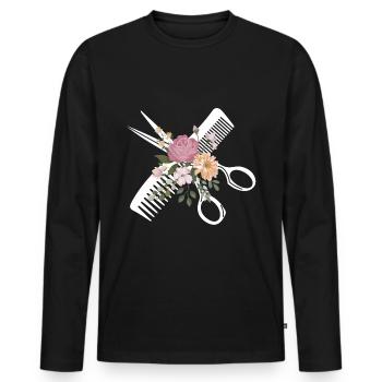Coiffeur Coiffeur Coiffure Coiffure Coiffure Coiffure - T-shirt manches longues Premium bio Homme - noir - Devant - Nico (187cm)