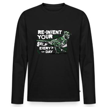 Erfinde dich neu - New me - Männer Premium Bio Langarmshirt - Schwarz - Vorne - Nico (187cm)