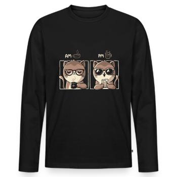 Kaffee am Morgen, Feierabend Bier - Männer Premium Bio Langarmshirt - Schwarz - Vorne - Nico (187cm)