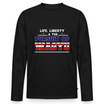 Life, Liberty and the Pursuit of Japanese - Men's Premium Organic Long Sleeve Shirt - black - Front - Nico (187cm)