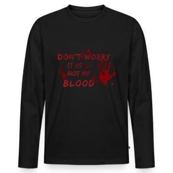 Keine Sorge - Nicht mein Blut - lustiger Spruch - Männer Premium Bio Langarmshirt - Schwarz - Vorne - Nico (187cm)