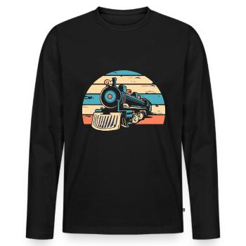Eisenbahn - Männer Premium Bio Langarmshirt - Schwarz - Vorne - Nico (187cm)