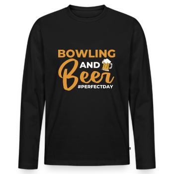 Bowling and Beer perfectday Bowling - Männer Premium Bio Langarmshirt - Schwarz - Vorne - Nico (187cm)
