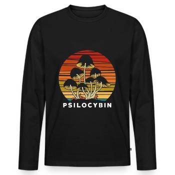Hippie Magic Mushrooms Forager Psychedelic LSD - T-shirt manches longues Premium bio Homme - noir - Devant - Nico (187cm)