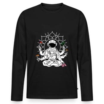 Astronaute Magic Mushrooms Psychedelic LSD - T-shirt manches longues Premium bio Homme - noir - Devant - Nico (187cm)