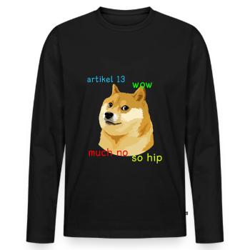 Article 13 Doge Meme #saveyourinternet Eu Shirt - T-shirt manches longues Premium bio Homme - noir - Devant - Nico (187cm)