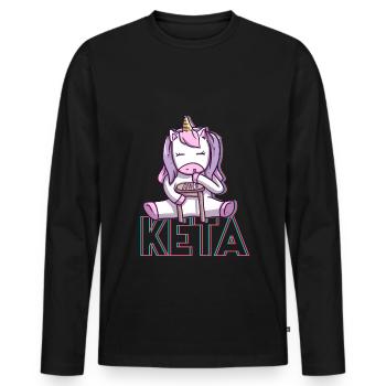 Ketamin Droge schniefen Einhorn Lustiges Techno - Männer Premium Bio Langarmshirt - Schwarz - Vorne - Nico (187cm)