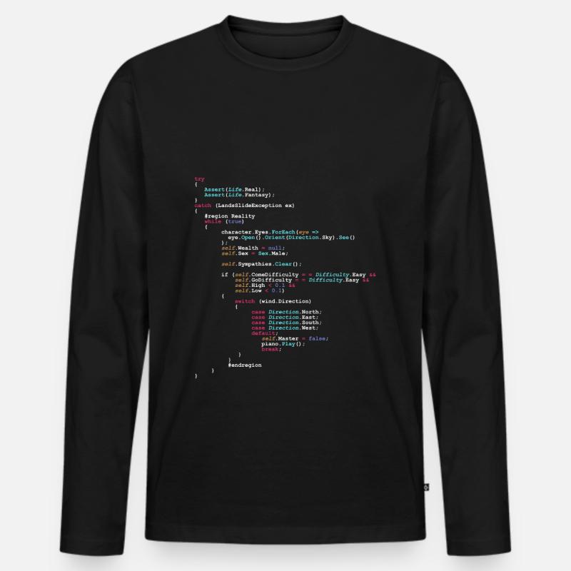 Programmierer Humor Code - für Software-Entwickler - Männer Premium Bio Langarmshirt - Schwarz