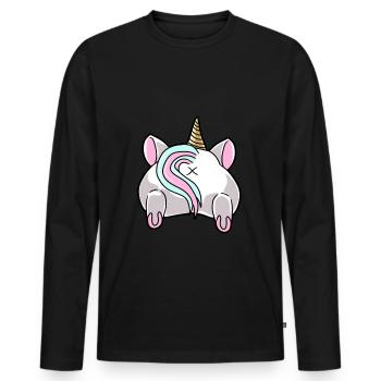 Licorne Butt Magical Unicorn Lovers - T-shirt manches longues Premium bio Homme - noir - Devant - Nico (187cm)