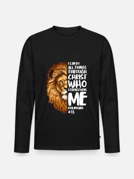 Ich kann Dinge tun Christian Lion Zitat - Männer Premium Bio Langarmshirt - Schwarz