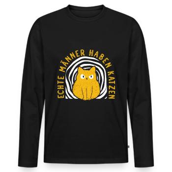Location de chat Chat Domestique Cat - T-shirt manches longues Premium bio Homme - noir - Devant - Nico (187cm)