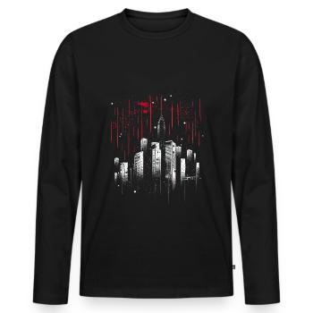 Métropole minimaliste sous la pluie - T-shirt manches longues Premium bio Homme - noir - Devant - Nico (187cm)
