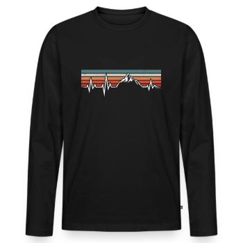 HEARTBEAT MOUNTAINS ECG HIKERS MOUNTAINEERS HIKING - Men's Premium Organic Long Sleeve Shirt - black - Front - Nico (187cm)