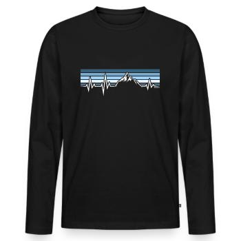 HEARTBEAT, MOUNTAINS, ECG, MOUNTAINEER, WINTER SPORTS - Men's Premium Organic Long Sleeve Shirt - black - Front - Nico (187cm)