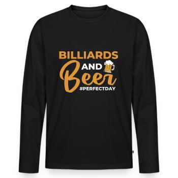 Billiards and Beer perfectday Billards - Männer Premium Bio Langarmshirt - Schwarz - Vorne - Nico (187cm)