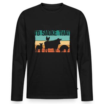 Ich smoke das - Retro Grillen Smoker - Männer Premium Bio Langarmshirt - Schwarz - Vorne - Nico (187cm)