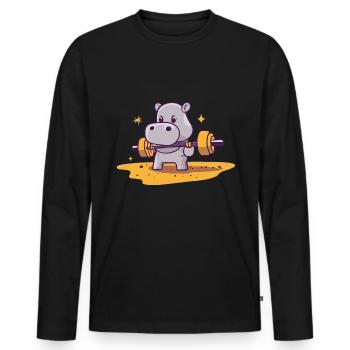 Hippo Fitness Hippo Funny Gym Gift - Men's Premium Organic Long Sleeve Shirt - black - Front - Nico (187cm)