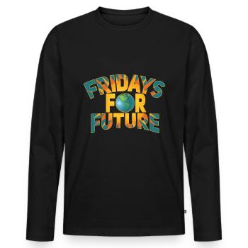 Fridays For Future Text - Men's Premium Organic Long Sleeve Shirt - black - Front - Nico (187cm)