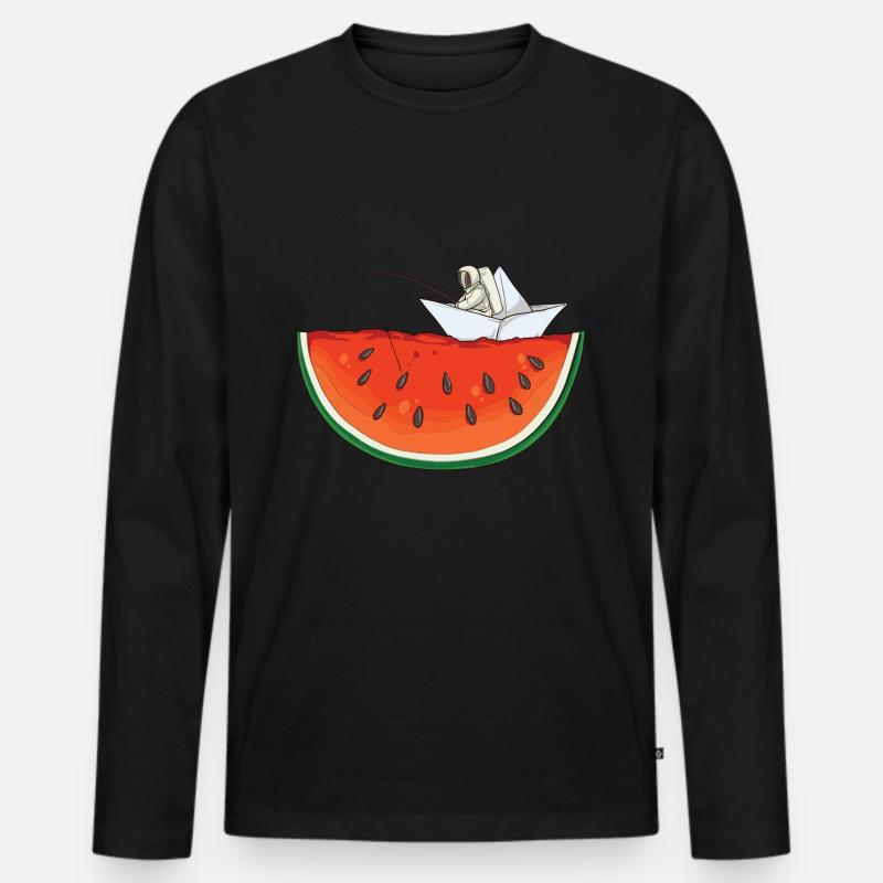 Wassermelone - Männer Premium Bio Langarmshirt - Schwarz