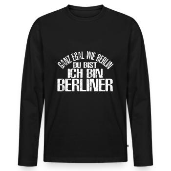 Berlin Spruch Deutschland Geschenk Skyline - Männer Premium Bio Langarmshirt - Schwarz - Vorne - Nico (187cm)