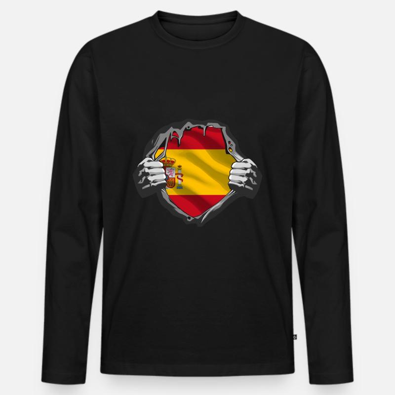 Proud spanish roots - Männer Premium Bio Langarmshirt - Schwarz