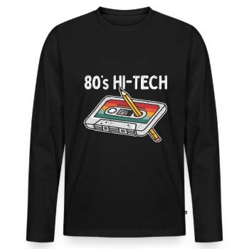 80er Jahre 90er Jahre Kassette Stift Retro Lustig - Männer Premium Bio Langarmshirt - Schwarz - Vorne - Nico (187cm)