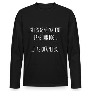 si les gens parlent dans ton dos - T-shirt manches longues Premium bio Homme - noir - Devant - Nico (187cm)