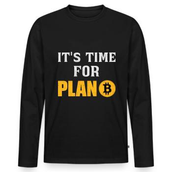 Time for Plan B Bitcoin Cryptocurrency Money BTC - Men's Premium Organic Long Sleeve Shirt - black - Front - Nico (187cm)