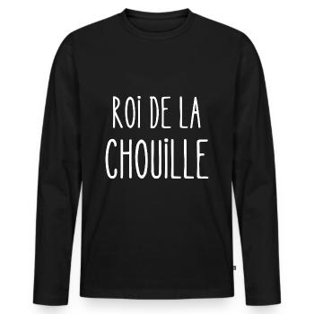 roi de la chouille - T-shirt manches longues Premium bio Homme - noir - Devant - Nico (187cm)