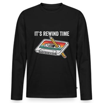 80s 90s cassette stylo rétro drôle - T-shirt manches longues Premium bio Homme - noir - Devant - Nico (187cm)