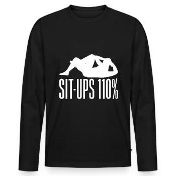 Gym Junkies Sit-Ups 110% Calisthenics Fitness - Men's Premium Organic Long Sleeve Shirt - black - Front - Nico (187cm)