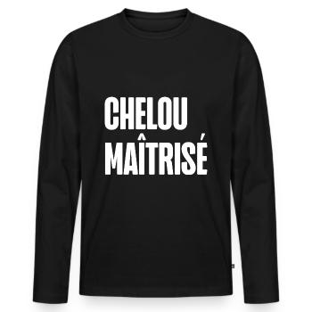 chelou maîtrisé - T-shirt manches longues Premium bio Homme - noir - Devant - Nico (187cm)