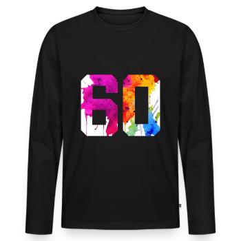 NUMMER 60 JAHRE ALT 60. GEBURTSTAG - Männer Premium Bio Langarmshirt - Schwarz - Vorne - Nico (187cm)