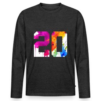 NUMBER 20 YEARS OLD 20TH BIRTHDAY - Men's Premium Organic Long Sleeve Shirt - heather anthracite - Front - Nico (187cm)