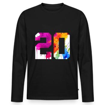 NUMÉRO 20 ANS 20ÈME ANNIVERSAIRE - T-shirt manches longues Premium bio Homme - noir - Devant - Nico (187cm)