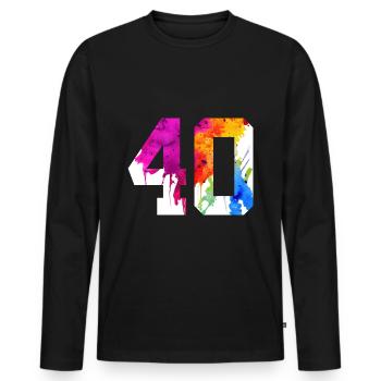 NUMBER 40 YEARS OLD 40TH BIRTHDAY - Men's Premium Organic Long Sleeve Shirt - black - Front - Nico (187cm)