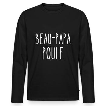 beau-papa poule - T-shirt manches longues Premium bio Homme - noir - Devant - Nico (187cm)
