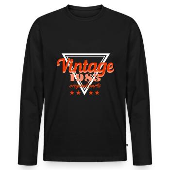 Retro Vintage born in 1983 Birthday 40 Years - Männer Premium Bio Langarmshirt - Schwarz - Vorne - Nico (187cm)