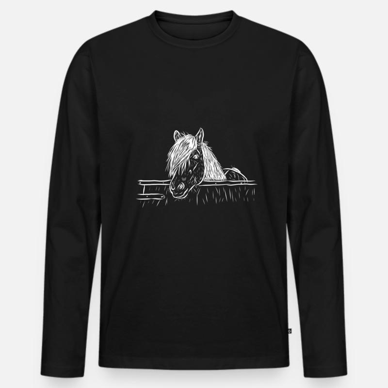 Pferd - Männer Premium Bio Langarmshirt - Schwarz