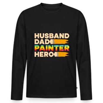 House Painter Dad Unique Gifts - Men's Premium Organic Long Sleeve Shirt - black - Front - Nico (187cm)