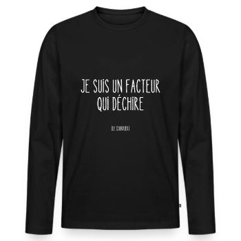 je suis un facteur qui déchire - T-shirt manches longues Premium bio Homme - noir - Devant - Nico (187cm)