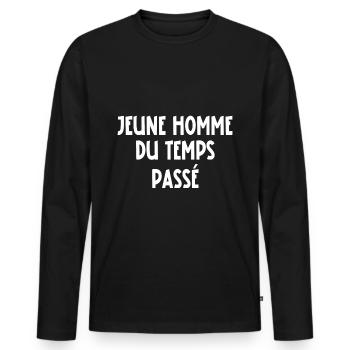 jeune homme du temps passé - T-shirt manches longues Premium bio Homme - noir - Devant - Nico (187cm)