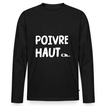 poivre haut - T-shirt manches longues Premium bio Homme - noir - Devant - Nico (187cm)