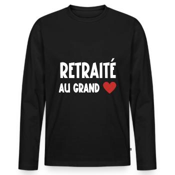 retraité au grand cœur - T-shirt manches longues Premium bio Homme - noir - Devant - Nico (187cm)