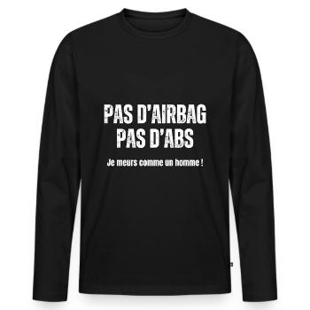 pas d'airbag - T-shirt manches longues Premium bio Homme - noir - Devant - Nico (187cm)