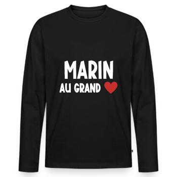 marin au grand cœur - T-shirt manches longues Premium bio Homme - noir - Devant - Nico (187cm)