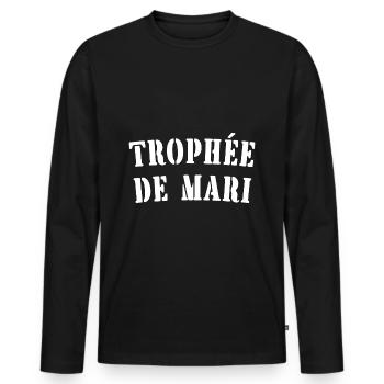 trophée de mari - T-shirt manches longues Premium bio Homme - noir - Devant - Nico (187cm)