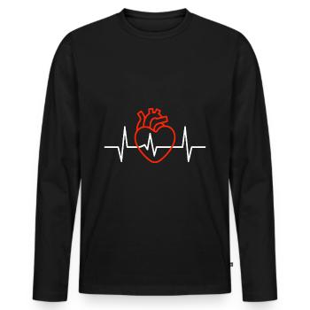 Heartbeat Love Anatomy Medical Heartbeat Line - Men's Premium Organic Long Sleeve Shirt - black - Front - Nico (187cm)