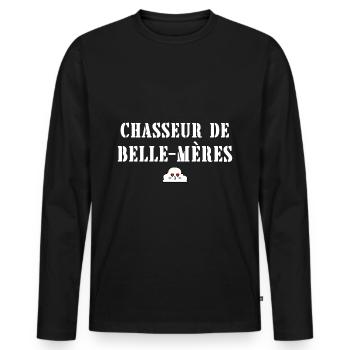 chasseur de belle-mères - T-shirt manches longues Premium bio Homme - noir - Devant - Nico (187cm)